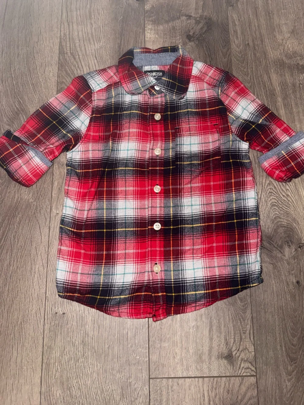 OshKosh B'gosh Red Black White Plaid Button-Down Shirt